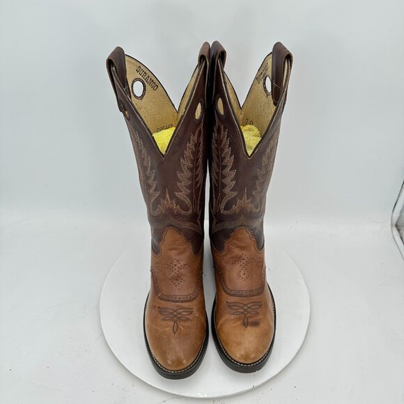 Durango Men Sz 7 D DB6442 Brown Two Tone Leather Country Cowboy Western Boot - Picture 3 of 14